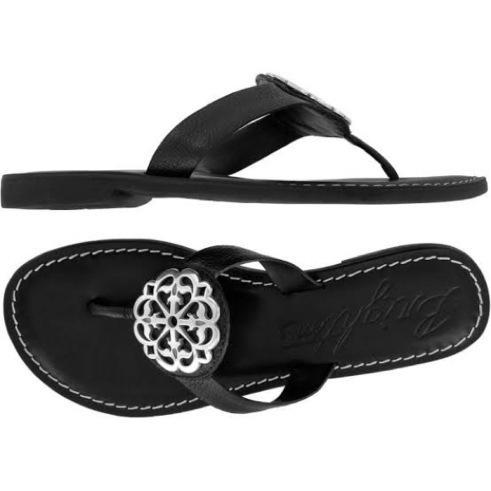 Brighton Alice Classic Black Sandals with Silver Accent